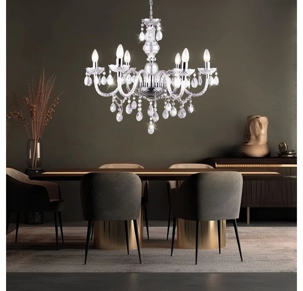 GLOBO LIGHTING Kronleuchter Kristallbehang Pendelleuchte Esszimmer - Bild 4