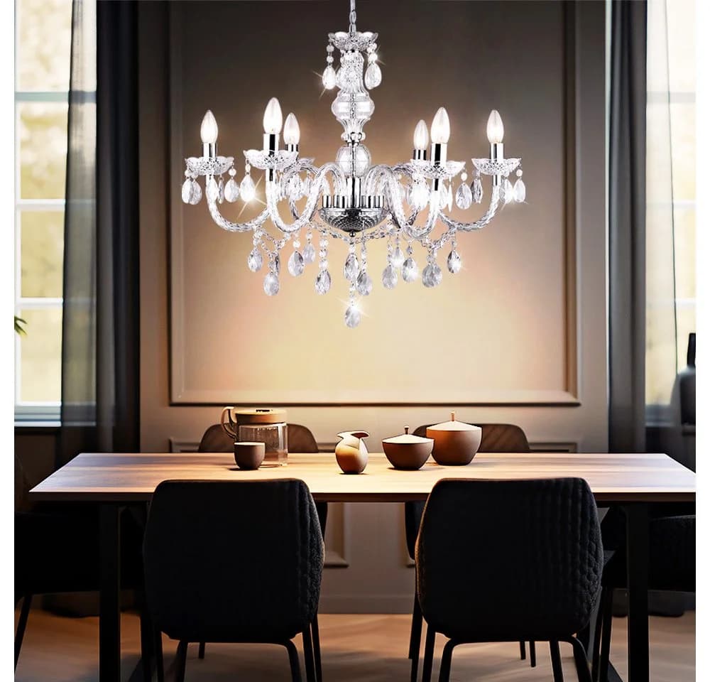 GLOBO LIGHTING Kronleuchter Kristallbehang Pendelleuchte Esszimmer - Bild 5