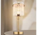 GLOBO LIGHTING Tischleuchte Nachttischlampe Metall Gold Glasstäbe Retro LED Bild 2