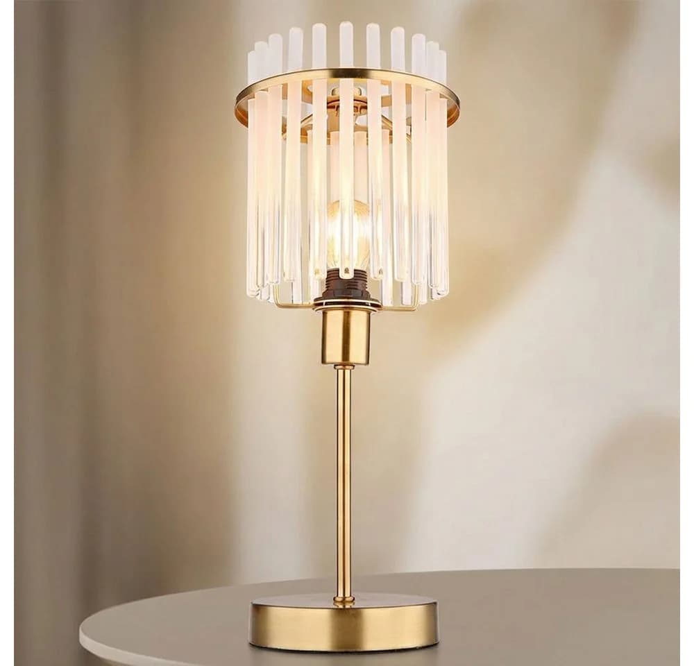 GLOBO LIGHTING Tischleuchte Nachttischlampe Metall Gold Glasstäbe Retro LED - Bild 2