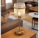 GLOBO LIGHTING Tischleuchte Nachttischlampe Metall Gold Glasstäbe Retro LED Bild 3