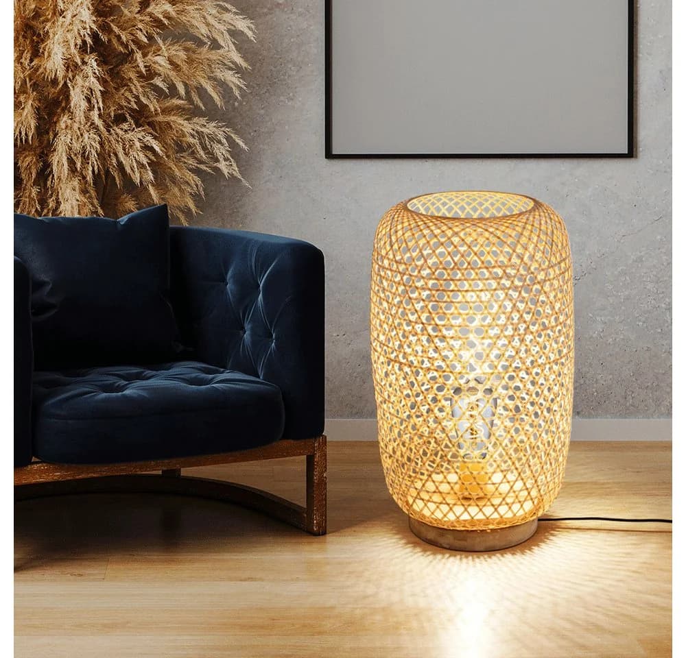GLOBO LIGHTING LED Stehlampe Bambusgeflecht Warmweiß Dimmbar - Bild 3