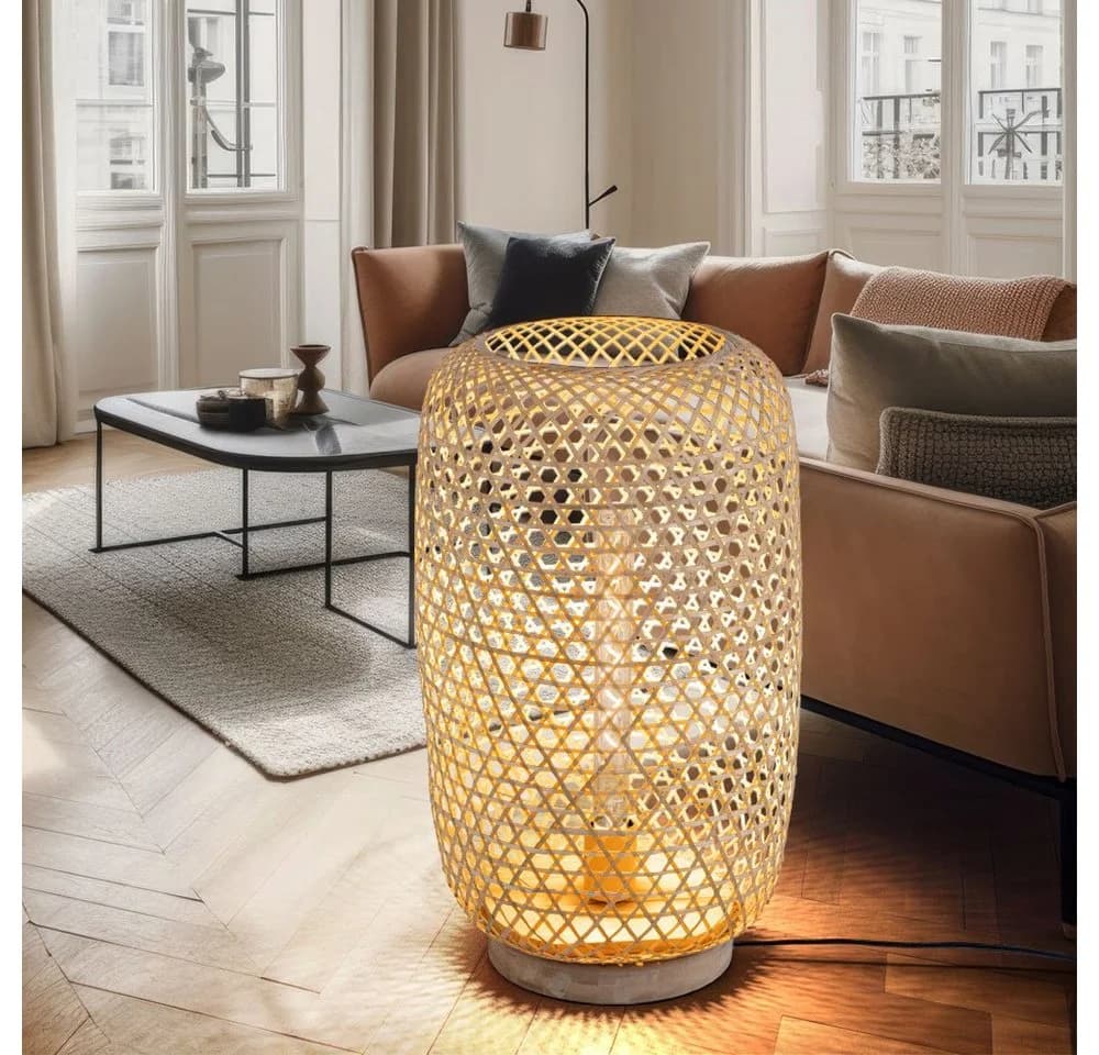 GLOBO LIGHTING LED Stehlampe Bambusgeflecht Warmweiß Dimmbar - Bild 5