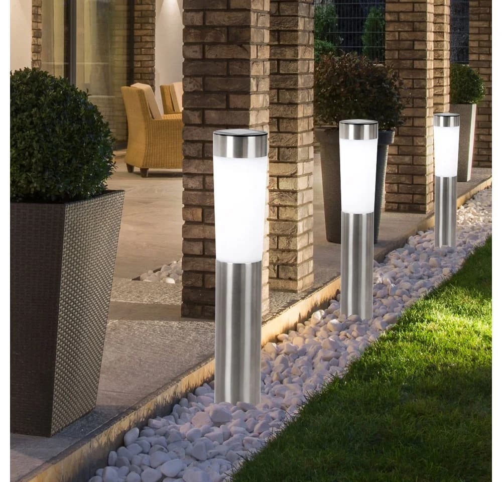 GLOBO LIGHTING Solarsteckleuchte 3er Set Edelstahl Silber - Bild 3