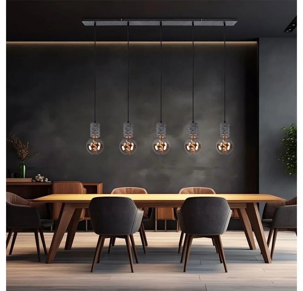 GLOBO LIGHTING LED-Hängeleuchte Silber 5x E27 Warmweiß - Bild 2