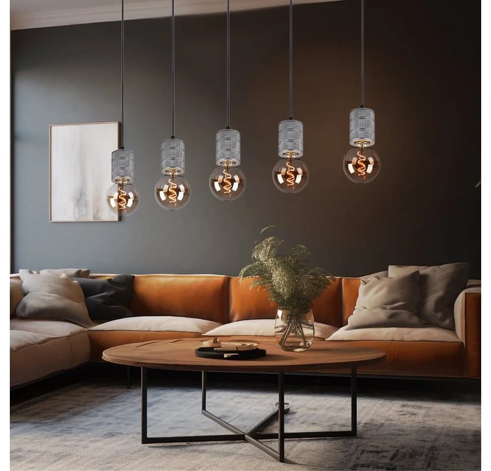 GLOBO LIGHTING LED-Hängeleuchte Silber 5x E27 Warmweiß - Bild 3
