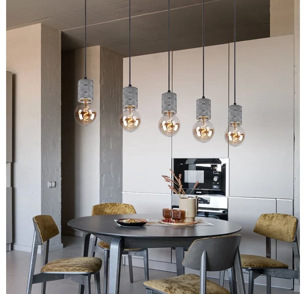 GLOBO LIGHTING LED-Hängeleuchte Silber 5x E27 Warmweiß - Bild 4