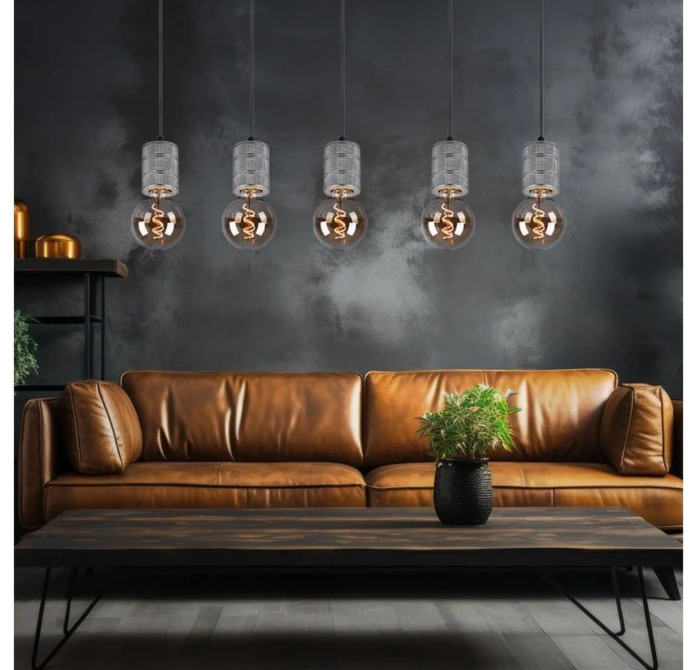 GLOBO LIGHTING LED-Hängeleuchte Silber 5x E27 Warmweiß - Bild 5