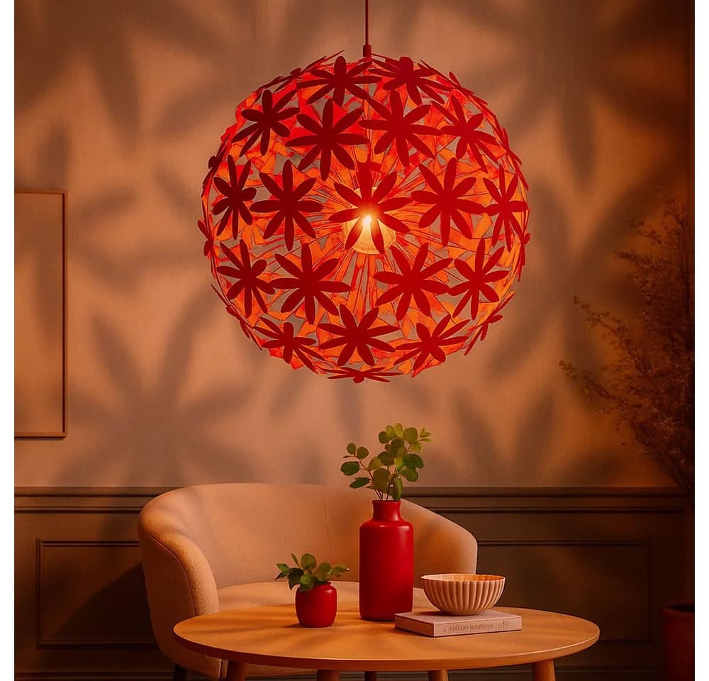 GLOBO LIGHTING LED Pendelleuchte Blumenmuster Deckenlampe Weiß - Bild 5
