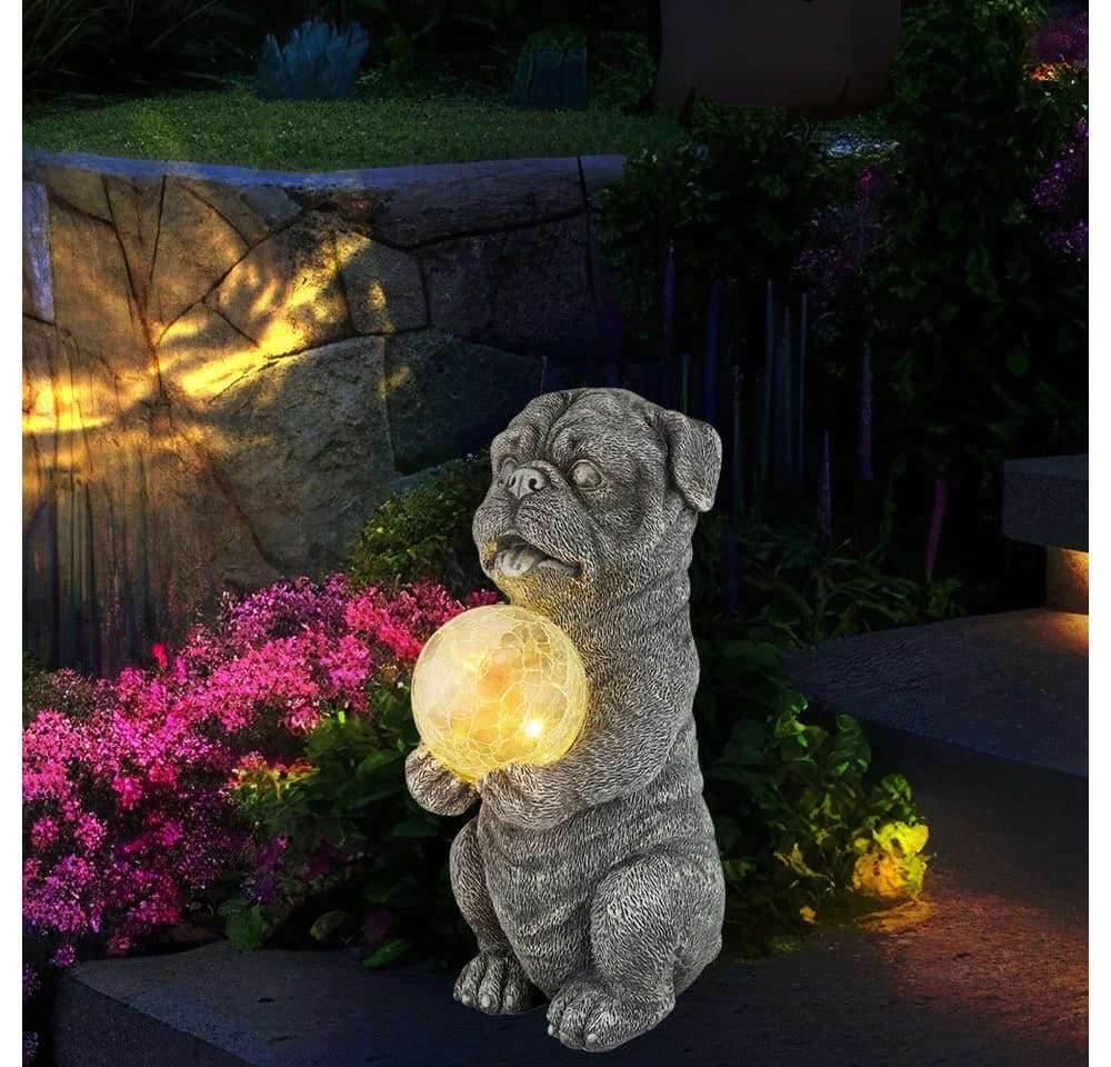GLOBO LIGHTING Solarleuchte Hund grau mit Crackle-Glas - Bild 3