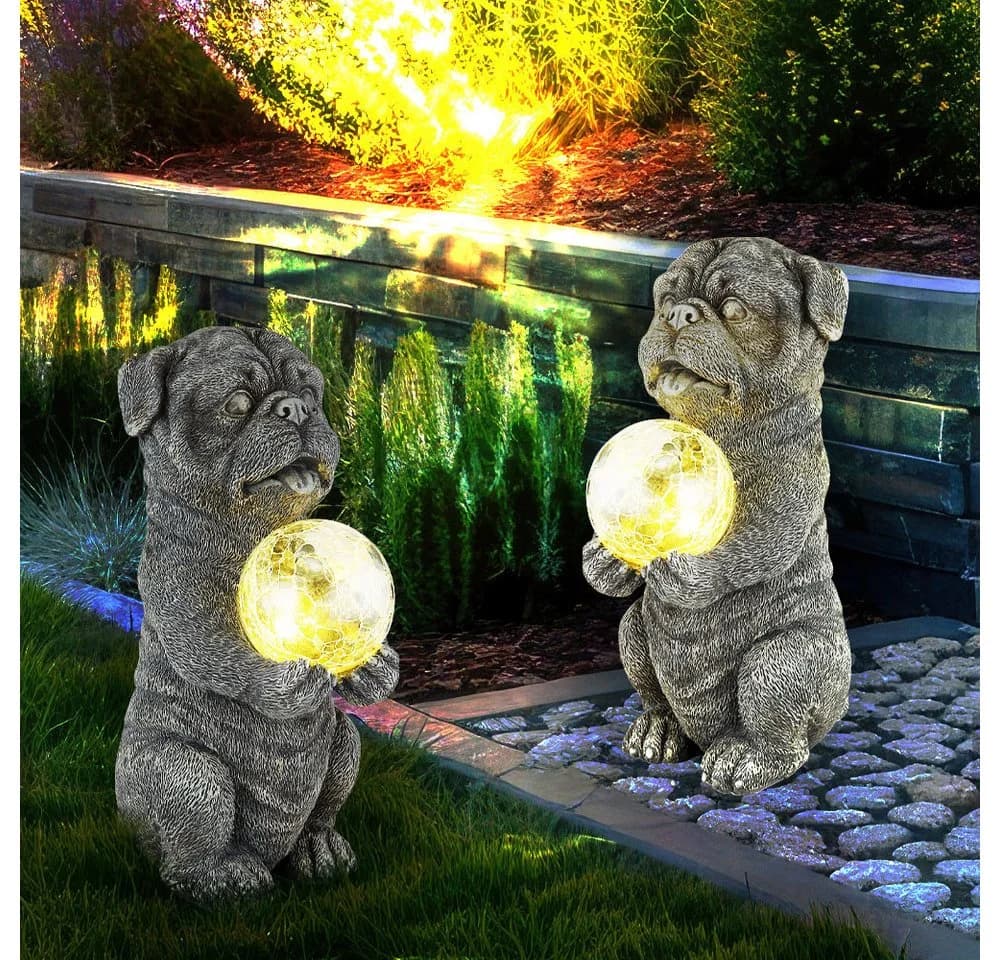 GLOBO LIGHTING Solarleuchte Hund grau mit Crackle-Glas - Bild 5