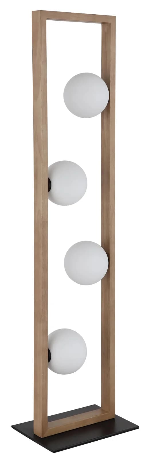 Elegante Stehlampe aus Holz, Metall und Glas