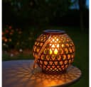 GLOBO LIGHTING Solarleuchte Feuereffekt Rost Hanfseil Bild 1