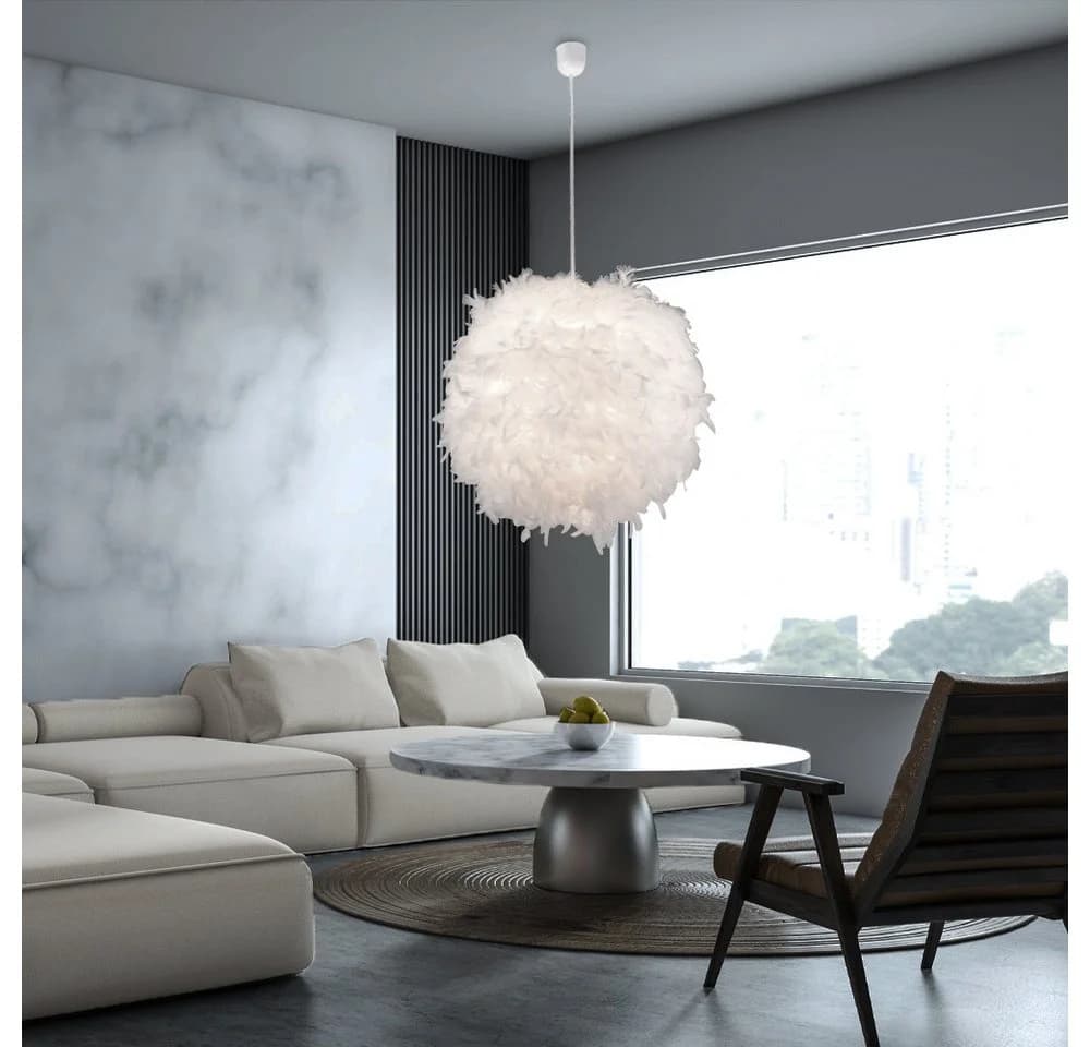 GLOBO LIGHTING LED Pendelleuchte Weiß mit Federn - Bild 4
