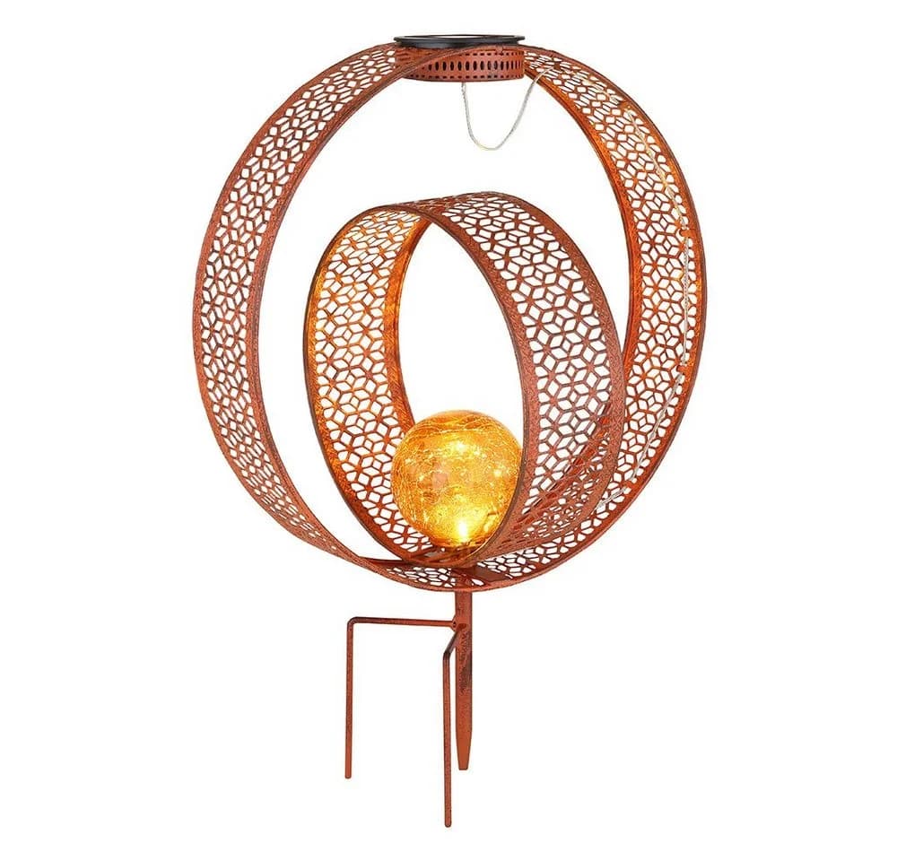 GLOBO LIGHTING Solarleuchte Orientalisch Rostfarben mit Erdspieß