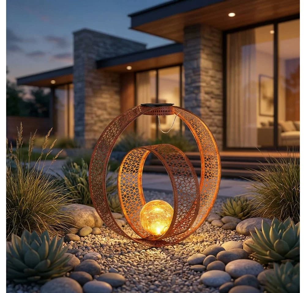 GLOBO LIGHTING Solarleuchte Orientalisch Rostfarben mit Erdspieß - Bild 2