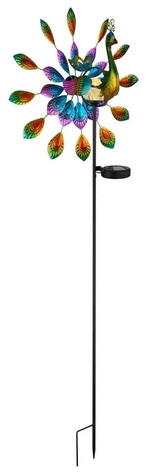 GLOBO LIGHTING Solarleuchte Metall Schwarz Matt Pfau-Design - Bild 3