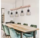 GLOBO LIGHTING LED-Hängeleuchte MINA Schwarz Metall Holz 4x E27 Warmweiß Bild 5