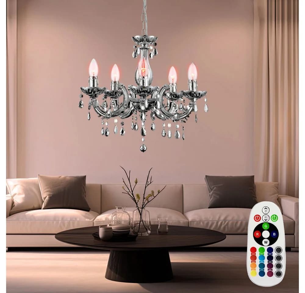 GLOBO LIGHTING Kronleuchter Chrom RGB LED mit Fernbedienung