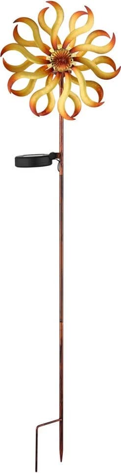 GLOBO LIGHTING Solarleuchte Metall Goldfarben Patiniert mit Windrad - Bild 2