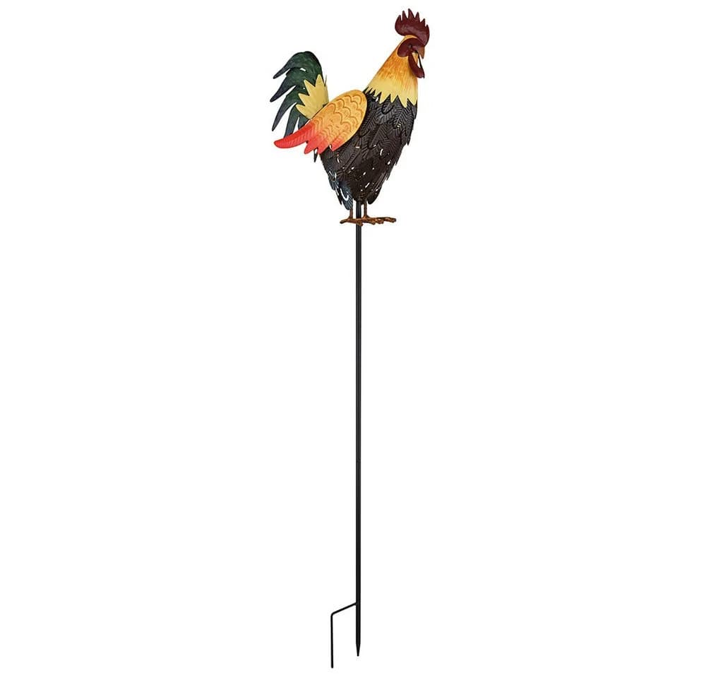 GLOBO LIGHTING Solarleuchte Hahn-Design Metall Warmweiß Gartendeko