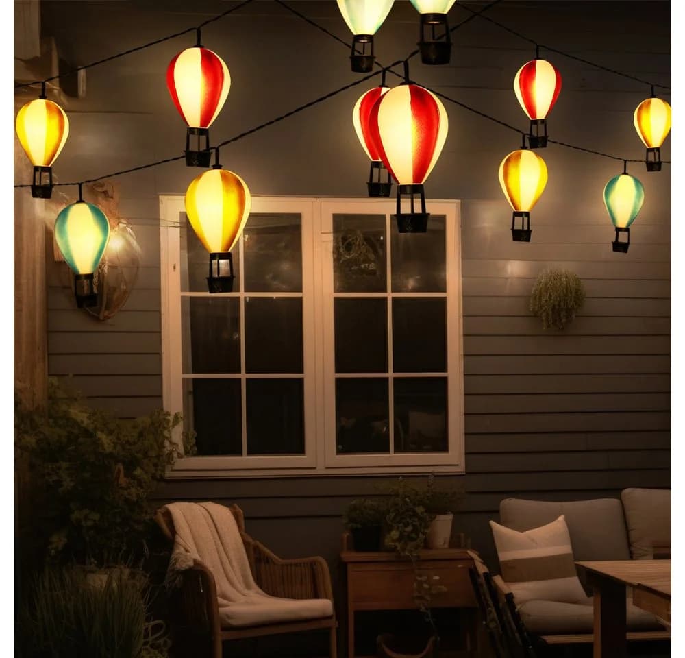 GLOBO LIGHTING LED Solarleuchte Lichterkette Heißluftballons Bunt Schwarz - Bild 4