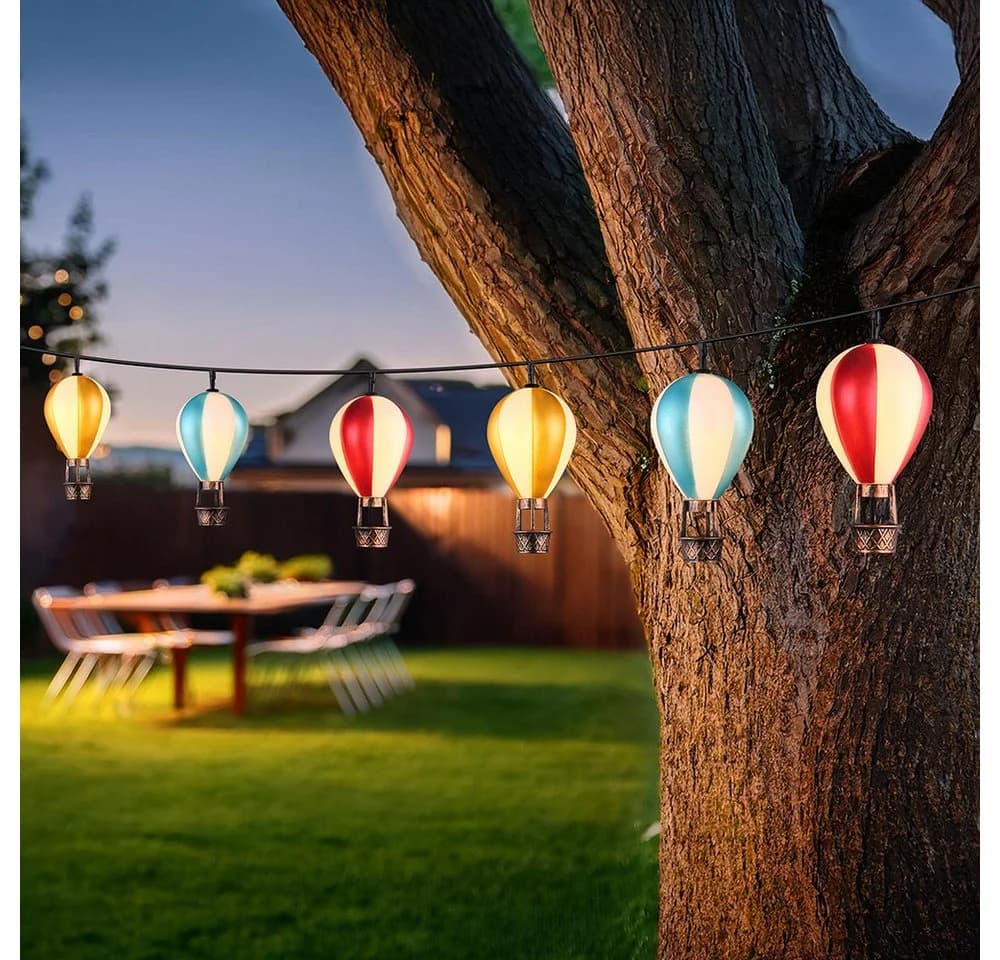 GLOBO LIGHTING LED Solarleuchte Lichterkette Heißluftballons Bunt Schwarz - Bild 5