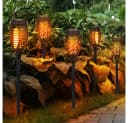 GLOBO LIGHTING 12er Set LED Solarleuchte Schwarz Feuereffekt Gartenfackel Bild 3
