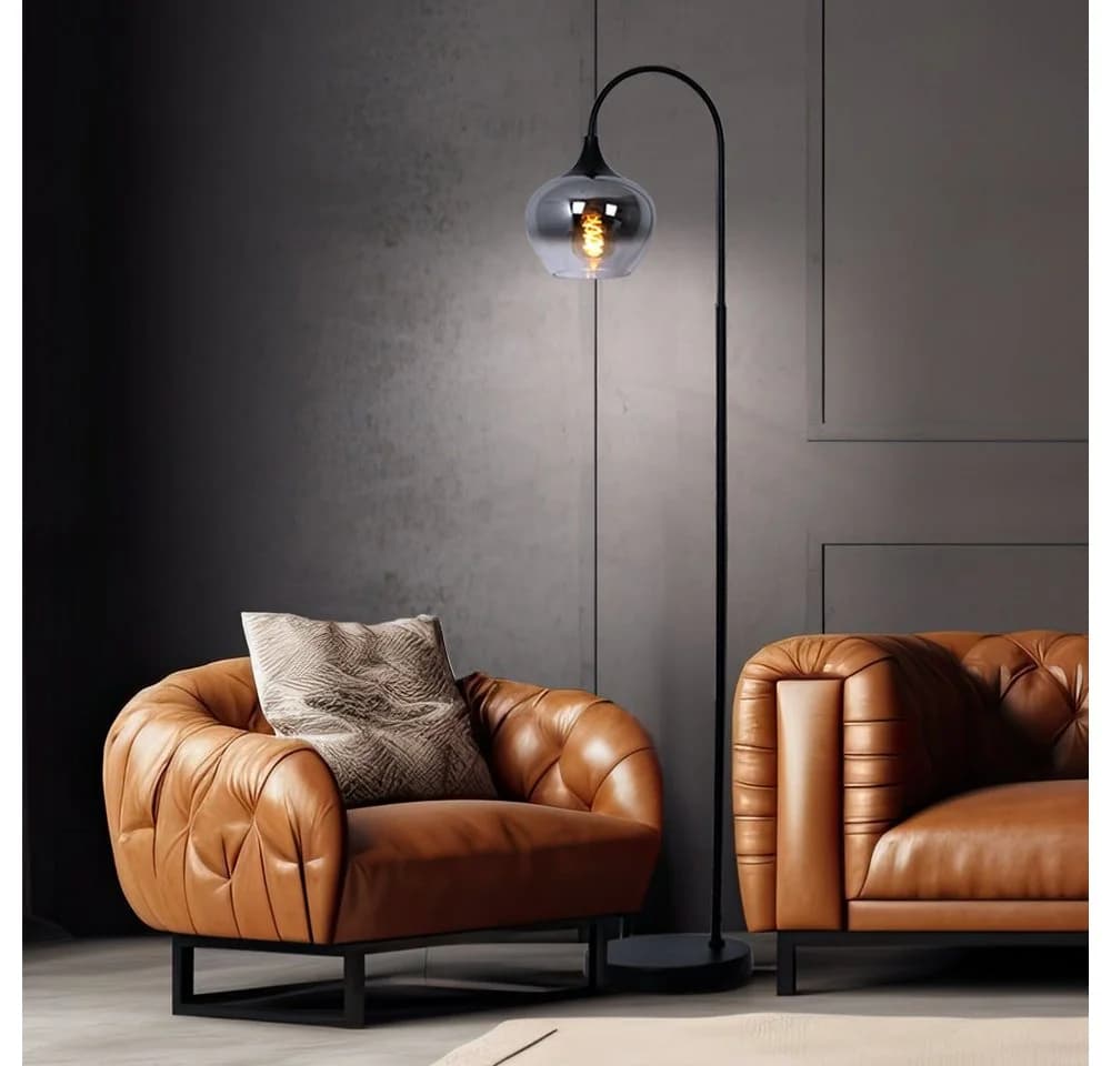 GLOBO LIGHTING LED Stehlampe Schwarz Rauchglas mit Fußschalter - Bild 3