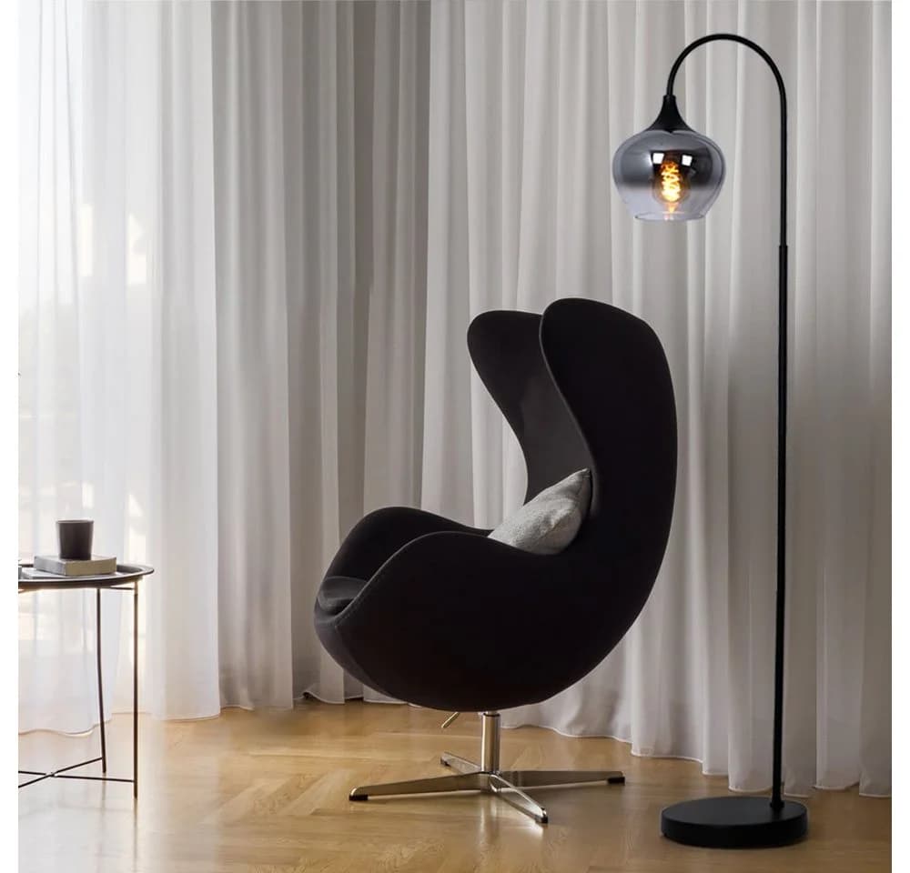 GLOBO LIGHTING LED Stehlampe Schwarz Rauchglas mit Fußschalter - Bild 5