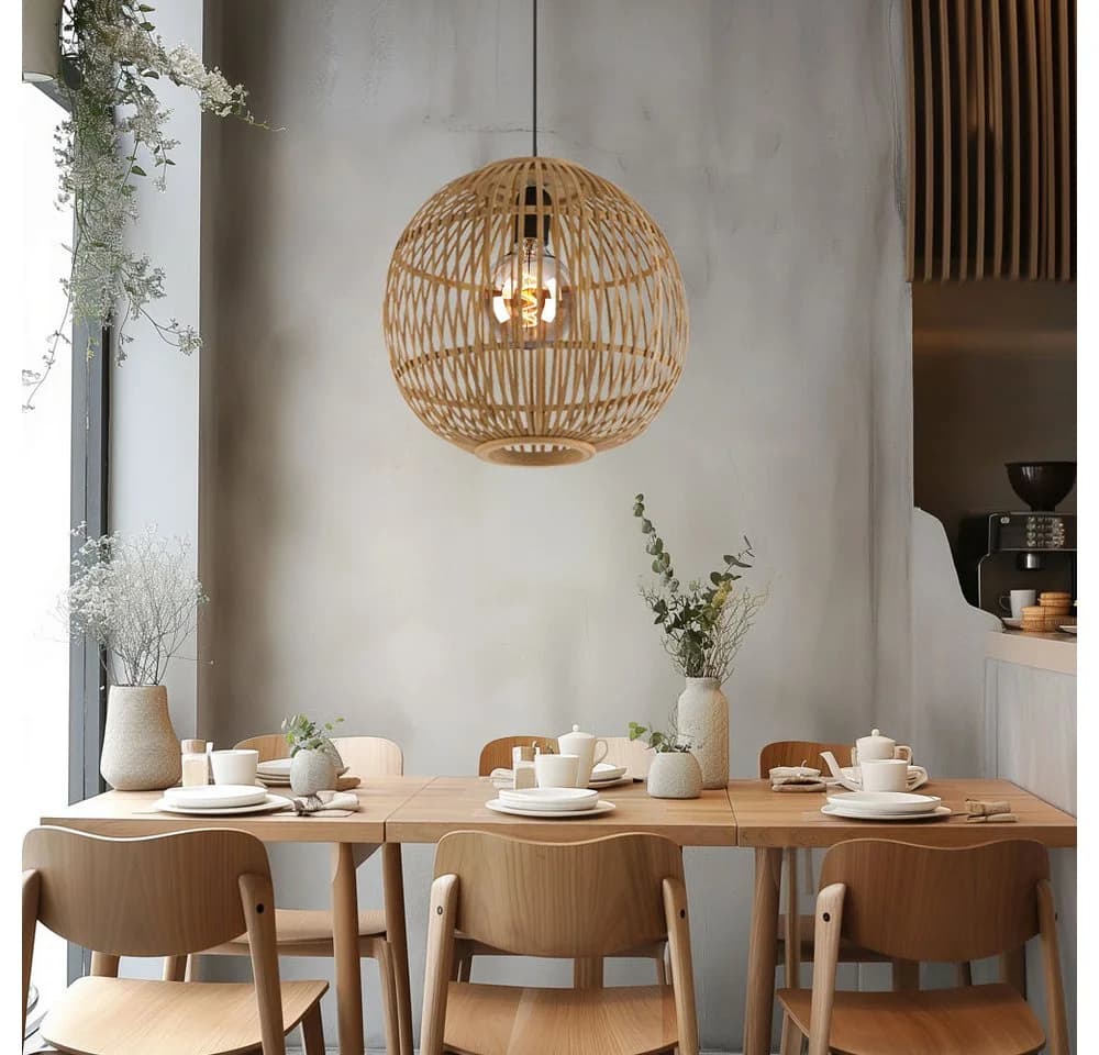 GLOBO LIGHTING LED-Hängeleuchte Bambus-Geflecht Naturfarben - Bild 4