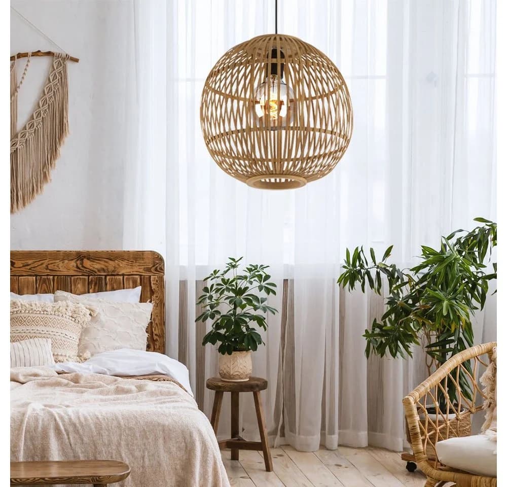GLOBO LIGHTING LED-Hängeleuchte Bambus-Geflecht Naturfarben - Bild 5
