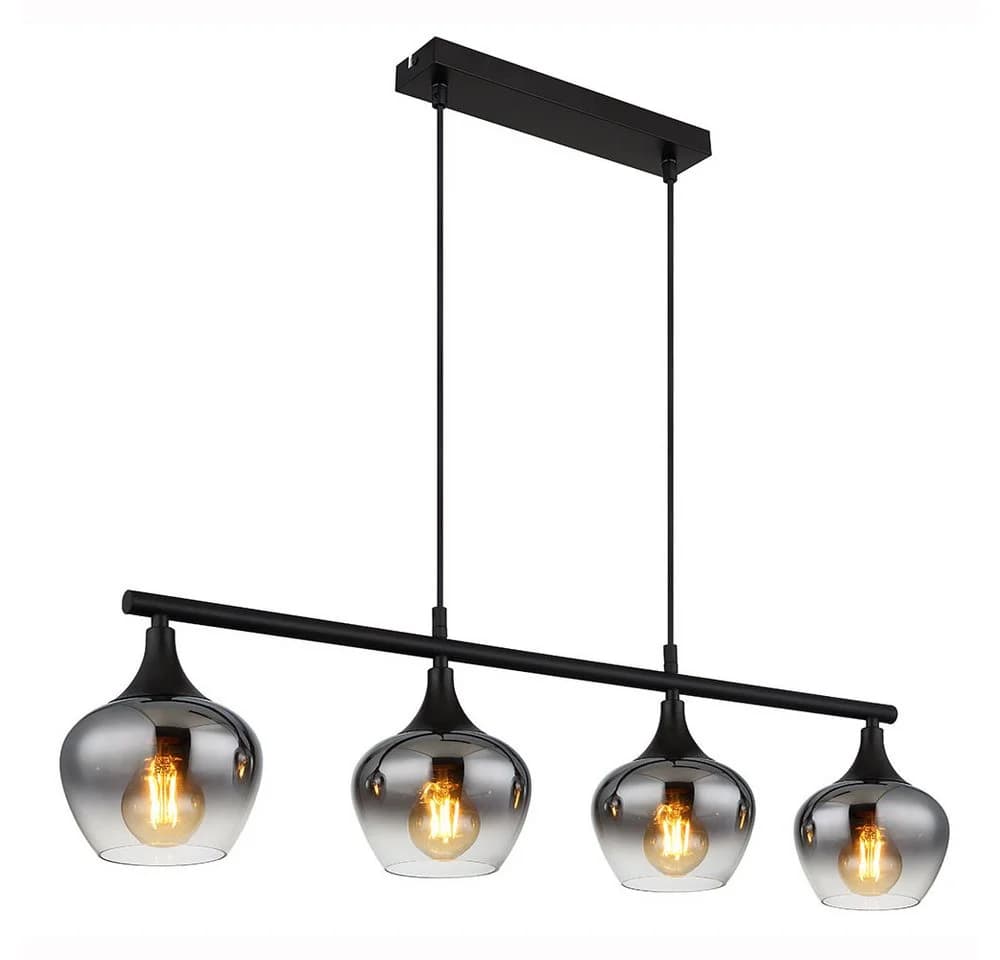 GLOBO LIGHTING LED Pendelleuchte 4-flammig Schwarz Rauchfarben