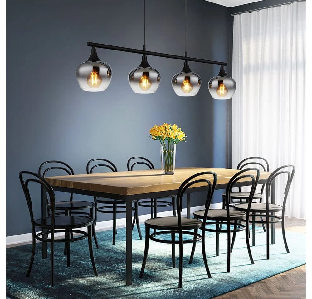 GLOBO LIGHTING LED Pendelleuchte 4-flammig Schwarz Rauchfarben - Bild 2