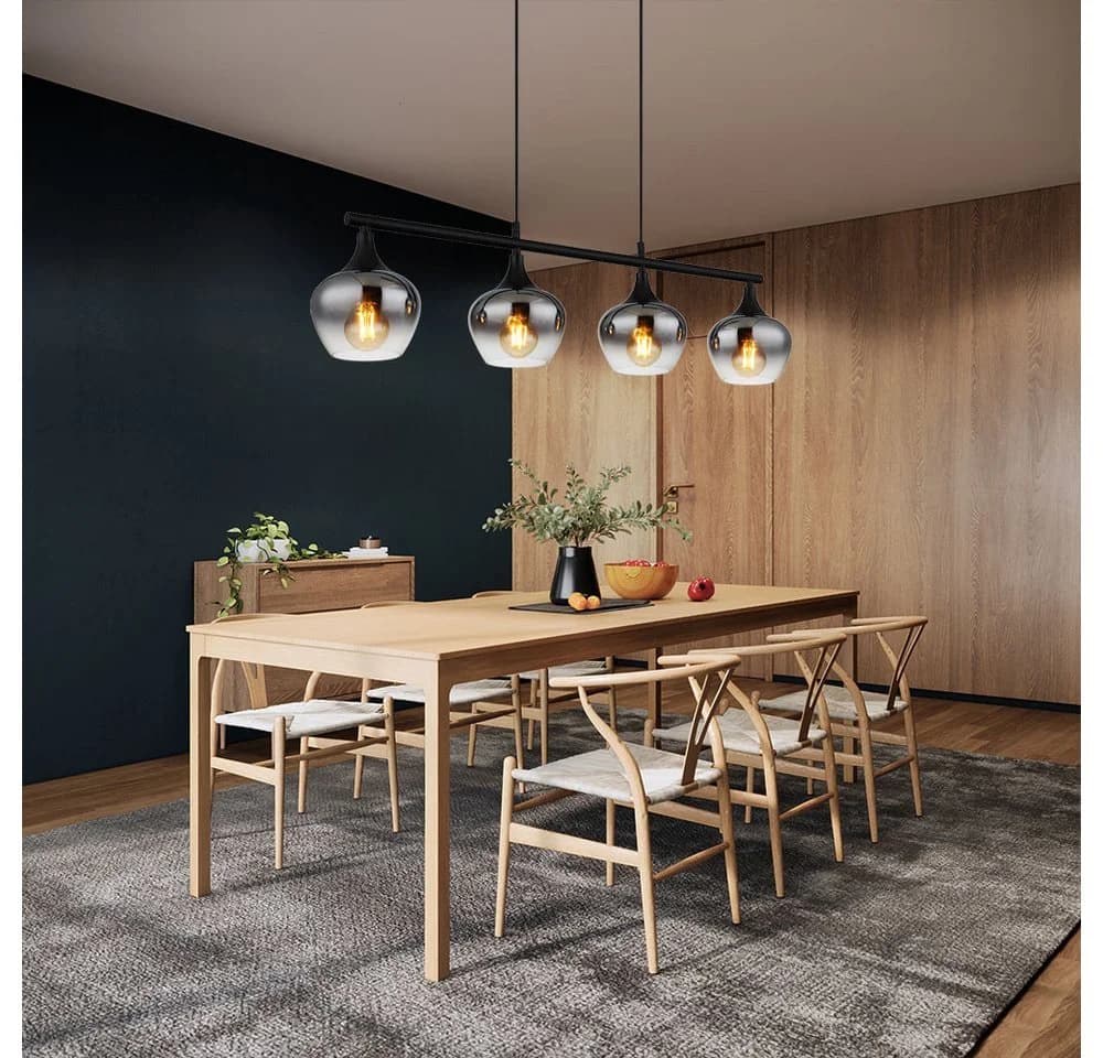 GLOBO LIGHTING LED Pendelleuchte 4-flammig Schwarz Rauchfarben - Bild 3