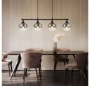GLOBO LIGHTING LED Pendelleuchte 4-flammig Schwarz Rauchfarben Bild 4