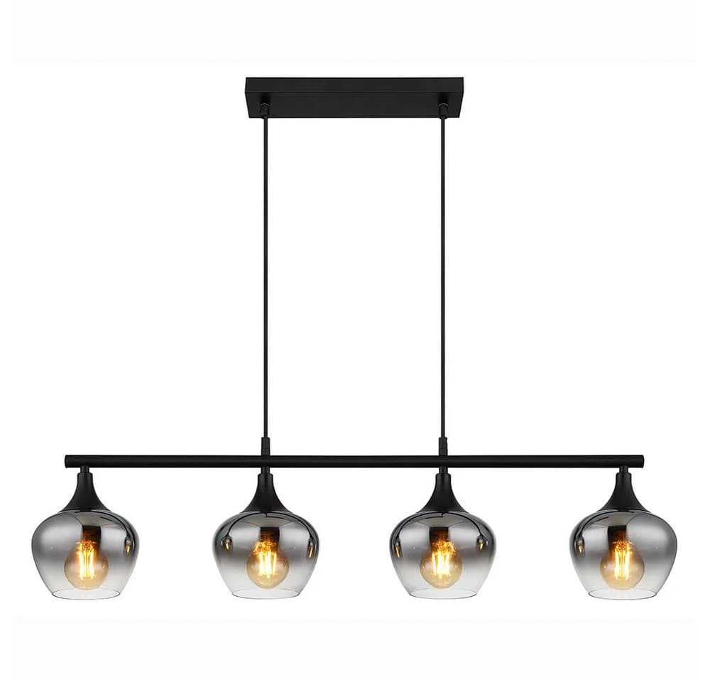 GLOBO LIGHTING LED Pendelleuchte 4-flammig Schwarz Rauchfarben - Bild 5