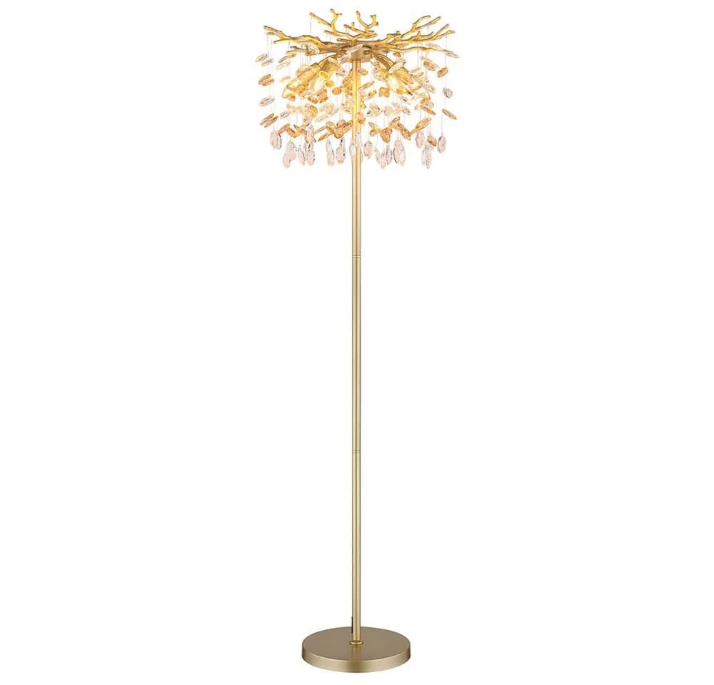 Stehleuchte QUEENA Gold Metall Glaskristalle Amber GLOBO Lighting