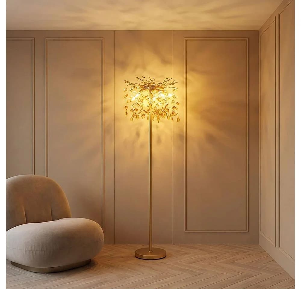 Stehleuchte QUEENA Gold Metall Glaskristalle Amber GLOBO Lighting - Bild 4