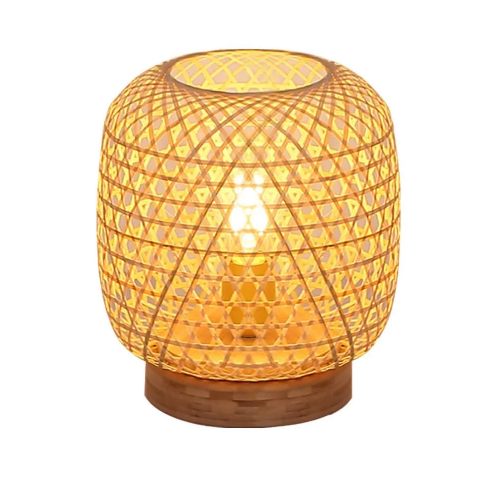 GLOBO LIGHTING LED Tischleuchte Bambusgeflecht Warmweiß E27