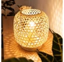GLOBO LIGHTING LED Tischleuchte Bambusgeflecht Warmweiß E27 Bild 2