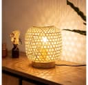 GLOBO LIGHTING LED Tischleuchte Bambusgeflecht Warmweiß E27 Bild 4