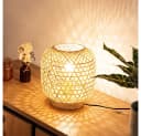 GLOBO LIGHTING LED Tischleuchte Bambusgeflecht Warmweiß E27 Bild 5