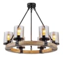 GLOBO LIGHTING Kronleuchter 6-flammig Metall Holz Schwarz Bild 2