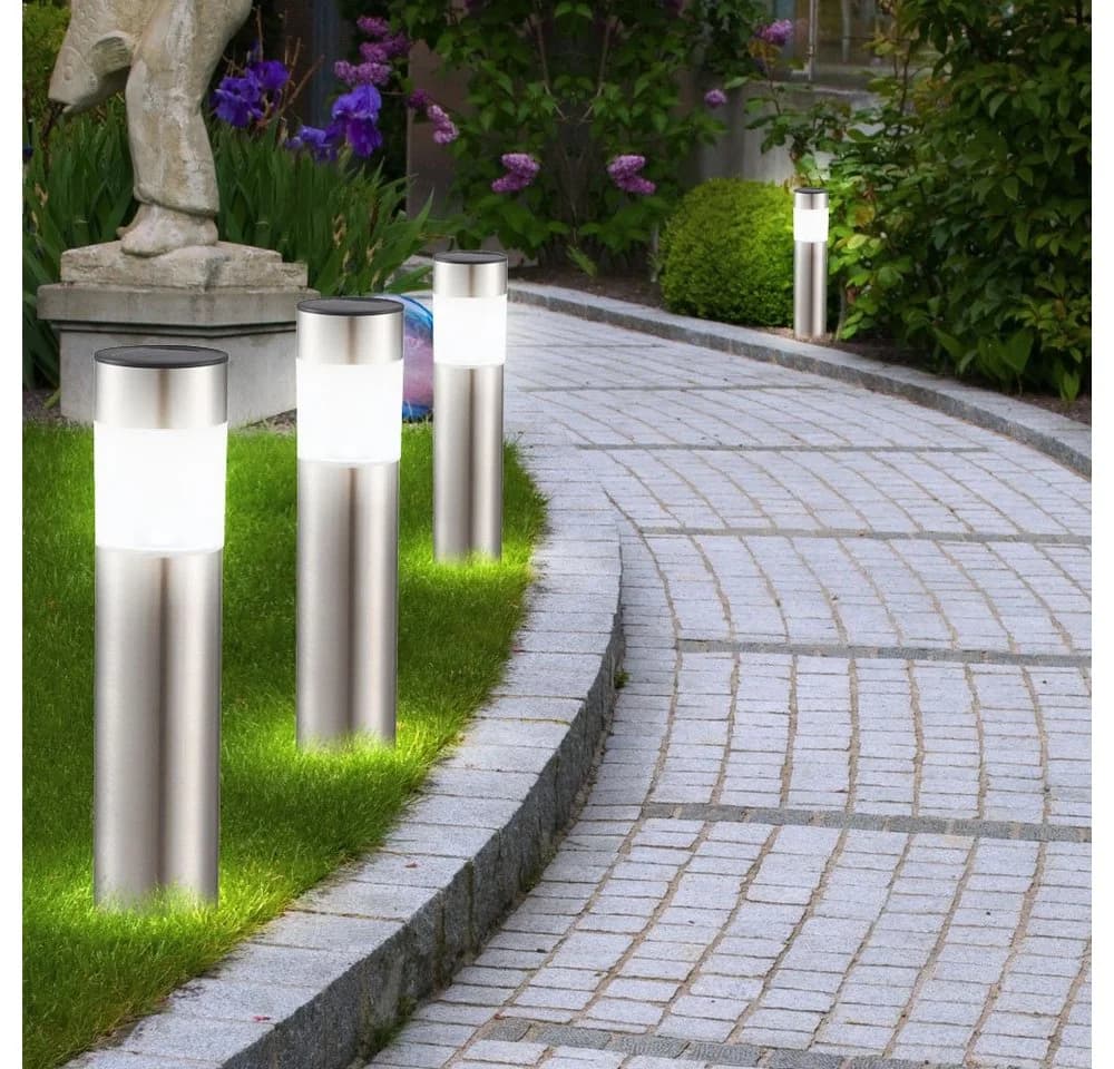 GLOBO LIGHTING LED Solarleuchte 4er Set Kaltweiß Edelstahl - Bild 5