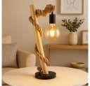 GLOBO LIGHTING LED Tischleuchte Holz Hanfseil Schlafzimmerlampe Bild 2