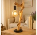 GLOBO LIGHTING LED Tischleuchte Holz Hanfseil Schlafzimmerlampe Bild 3