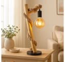 GLOBO LIGHTING LED Tischleuchte Holz Hanfseil Schlafzimmerlampe Bild 4