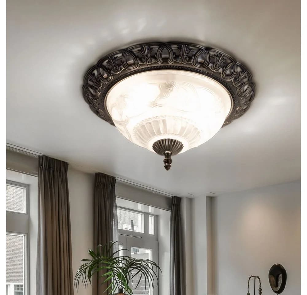 GLOBO LIGHTING LED Deckenleuchte Silber Landhaus Stil mit Glas - Bild 3