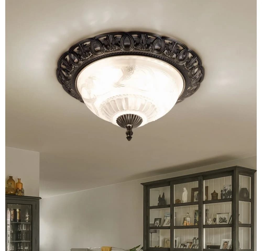 GLOBO LIGHTING LED Deckenleuchte Silber Landhaus Stil mit Glas - Bild 4